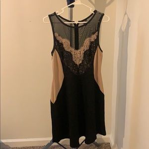Gorgeous lace and high neck Black and Tan dress